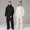 2021 Fashion Customized LOGO One Piece Plain Ski suits Waterproof White Season Ski Wear Jumpsuits